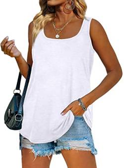 Famulily Damen Tank Tops Einfarbiges Oberteile ärmellose Sexy Casual Camisole Shirt Weste T-Shirt Sommer Tunika Basic-top,Weiß,L von Famulily