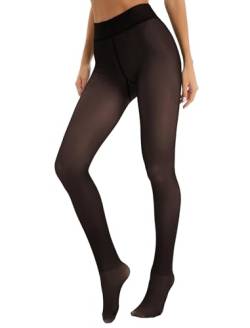 Famulily Damen-Thermostrumpfhosen, die aussehen wie durchsichtige dicke Samt-Leggings Winter Warm Strumpfhosen Dunkel Schwarz 300g von Famulily