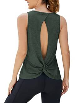 Famulily Damen Trendy Sommer Westen Open Back mit Twist Knit Tank Tops Blusen Shirt Army Green S von Famulily