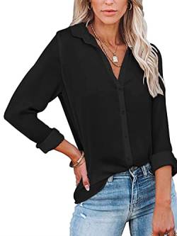 Famulily Dünne Blusen Damen Elegant Klassische Schwarze Bluse FüR Rock Schwarze 2XL von Famulily