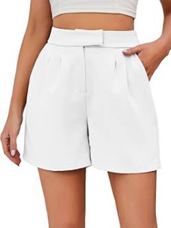 Famulily Frauen Casual High Rise Bussiness Büro Shorts Plissee Strand Sommer Anzug Shorts Weiß XL von Famulily