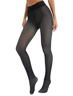 Famulily Frauen gefälschte durchscheinende warme dicke Strumpfhosen Bauchkontrolle Leggings dünne dehnbare Strumpfhosen Winter Schwarz 220g von Famulily