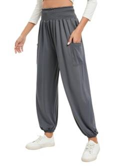 Famulily Harem Hosen für Frauen Baggy Yoga Hosen Sommer Casual Sweatpants Damen Lange Hosen Dunkelgrau S von Famulily