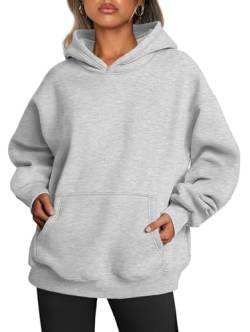 Famulily Hoodies für Damen Langarm Fleece Kapuzenpullover Tuniken für Leggings Teen Girl Cozy Sweatshirts Kleidung Grau L von Famulily