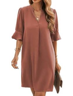 Famulily Sommer Kleider für Frauen Plus Size Loose Fit Casual Strand Flowy Hemdkleid Ziegelrot L von Famulily