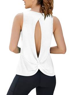 Famulily Tops für Frauen Sommer Backless Top Gerade Saum T-Shirt Tunika Bluse Tank Weiß L von Famulily