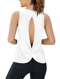 Famulily Tops für Frauen Sommer Backless Top Gerade Saum T-Shirt Tunika Bluse Tank Weiß XL von Famulily