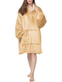Famulily Übergroße Decke Hoodie Bequem Lange Flauschige Fleece Hoodies für Damen Herren, gelb, One size von Famulily