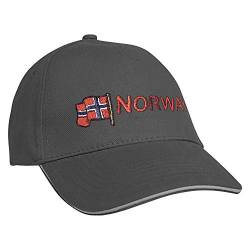 Fan-O-Menal Textilien Baseballcap mit Einstickung Norway Norwegen 68059 versch. Farben Farbe grau von Fan-O-Menal Textilien