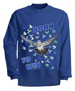 Fan-O-Menal Textilien Kinder Sweatshirt mit Print - Tauben Born to Win - TB343 - Gr. 116-152 hellblau Größe 122/128 von Fan-O-Menal Textilien