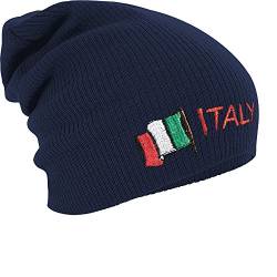 Fan-O-Menal Textilien Longbeanie Slouch-Beanie Mütze Italy Italien mit Fahne 54590 Farbe Navy von Fan-O-Menal Textilien