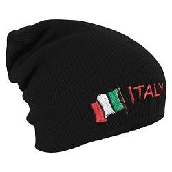 Fan-O-Menal Textilien Longbeanie Slouch-Beanie Mütze Italy Italien mit Fahne 54590 Farbe schwarz von Fan-O-Menal Textilien