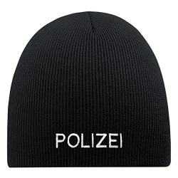 Fan-O-Menal Beanie-Mütze mit Einstickung – Polizei - 55602 Schwarz von Fan-O-Menal