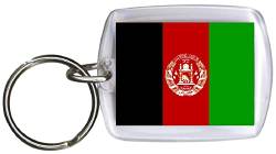 Fan-O-Menal Schlüsselanhänger aus Kunststoff mit Länderfahnen - Schlüsselbund - Anhänger mit Schlüsselring Gr. ca. 4 x 5 cm - Länderflagge beidseitig - Keyholder - Banner - Afghanistan von Fan-O-Menal