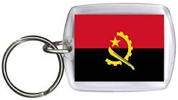 Fan-O-Menal Schlüsselanhänger aus Kunststoff mit Länderfahnen - Schlüsselbund - Anhänger mit Schlüsselring Gr. ca. 4 x 5 cm - Länderflagge beidseitig - Keyholder - Banner - Angola von Fan-O-Menal