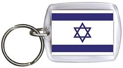Fan-O-Menal Schlüsselanhänger aus Kunststoff mit Länderfahnen - Schlüsselbund - Anhänger mit Schlüsselring Gr. ca. 4 x 5 cm - Länderflagge beidseitig - Keyholder - Banner - Israel von Fan-O-Menal