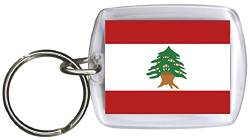 Fan-O-Menal Schlüsselanhänger aus Kunststoff mit Länderfahnen - Schlüsselbund - Anhänger mit Schlüsselring Gr. ca. 4 x 5 cm - Länderflagge beidseitig - Keyholder - Banner - Libanon von Fan-O-Menal