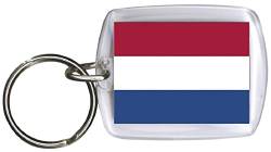 Fan-O-Menal Schlüsselanhänger aus Kunststoff mit Länderfahnen - Schlüsselbund - Anhänger mit Schlüsselring Gr. ca. 4 x 5 cm - Länderflagge beidseitig - Keyholder - Banner - Niederlande von Fan-O-Menal