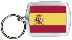 Fan-O-Menal Schlüsselanhänger aus Kunststoff mit Länderfahnen - Schlüsselbund - Anhänger mit Schlüsselring Gr. ca. 4 x 5 cm - Länderflagge beidseitig - Keyholder - Banner - Spanien von Fan-O-Menal