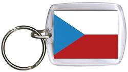 Fan-O-Menal Schlüsselanhänger aus Kunststoff mit Länderfahnen - Schlüsselbund - Anhänger mit Schlüsselring Gr. ca. 4 x 5 cm - Länderflagge beidseitig - Keyholder - Banner - Tschechien von Fan-O-Menal