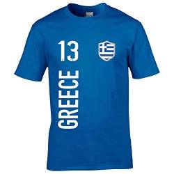 FanShirts4u Herren Fan-Shirt Jersey Trikot - GRIECHENLAND/Greece - T-Shirt inkl. Druck Wunschname & Nummer WM EM (M, Greece/blau) von FanShirts4u