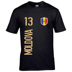 FanShirts4u Herren Fan-Shirt Jersey Trikot - MOLDAWIEN/Moldova - T-Shirt inkl. Druck Wunschname & Nummer WM EM (M, Moldova/schwarz) von FanShirts4u