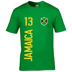 FanShirts4u Kinder Fanshirt Trikot Jersey Jamaika Jamaica T-Shirt inkl. Druck Wunschname u. Wunschnummer WM (9/11 Jahre 134-146 cm, Jamaica/Grün) von FanShirts4u