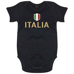 FanShirts4u Länder Baby Body (0-3 Monate, Schwarz / ITALIA) von FanShirts4u