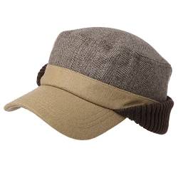 Fancet Winter Herren warme Schirmmütze mit Ohrenschutz Wolle Army Military Cap Khaki XL von Fancet