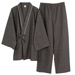 (Large, Gray897) - Men's Japanese Style Robes Kimono Pyjamas Suit Meditation Set von Fancy Pumpkin