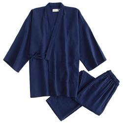 Fancy Pumpkin Herren Kimono-Pyjama-Anzug-Anzüge Set [Navy, M] von Fancy Pumpkin