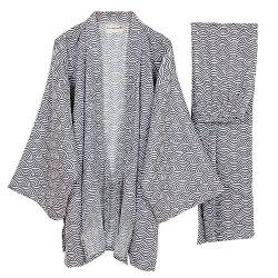 Fancy Pumpkin Herren-Bademantel „Yukata“, Kimonomantel, Saunamantel Gr. M, Gray277m von Fancy Pumpkin