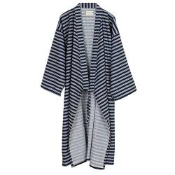 Fancy Pumpkin Herren-Bademantel „Yukata“, Kimonomantel, Saunamantel Gr. L, Navy1022 von Fancy Pumpkin