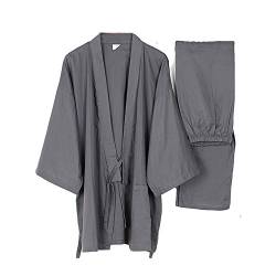 Fancy Pumpkin Männer japanischen Stil Roben dünne Kimono Pyjamas Anzug Meditation Set-Grey-Größe M von Fancy Pumpkin