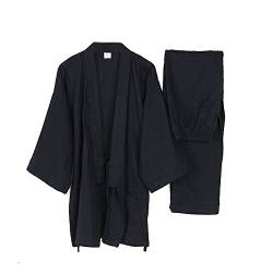 Fancy Pumpkin Männer japanischen Stil Roben dünne Kimono Pyjamas Anzug Meditation Set-Navy-Größe L von Fancy Pumpkin