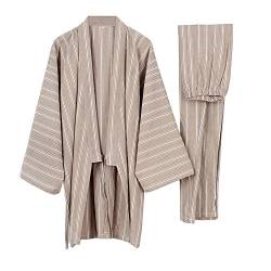 [Größe L, Khaki] -Mens Kimono-Pyjamas im Japanischen Stil Anzug Dressing Gown Set von Fancy Pumpkin