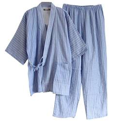 Männer Japanischen Stil Roben Doppel Gaze Baumwolle Kimono Pyjamas Anzug [Größe L, 02] von Fancy Pumpkin
