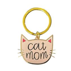 Fancychain Schlüsselanhänger Cat Mom Katze Kätzchen Kater Kitten Schnurrbart Als Geschenkidee Katzen Liebhaber Silber Rose von Fancychain