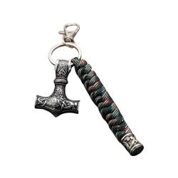 Fancychain Schlüsselanhänger Thors Hammer Wikinger Drachen Sonne Mjölnir Vikings nordisch Thor Navy von Fancychain