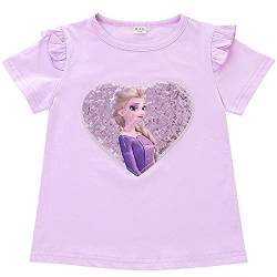 ELSA und Anna T-Shirt Glanz Kurzarmshirt Frozen 2 Eiskönigin 2 Prinzessin Eisprinzessin Mädchen Kinder von Fancyland