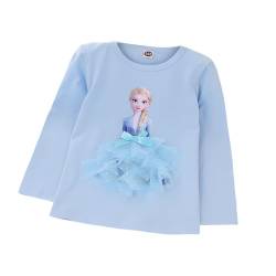 ELSA und Anna T-Shirt Glanz Langarmshirt Frozen 2 Eiskönigin 2 Prinzessin Eisprinzessin Mädchen Kinder (100cm, ELSA-blueblue) von Fancyland