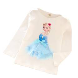 ELSA und Anna T-Shirt Glanz Langarmshirt Frozen 2 Eiskönigin 2 Prinzessin Eisprinzessin Mädchen Kinder (100cm, ELSA-whiteblue R) von Fancyland