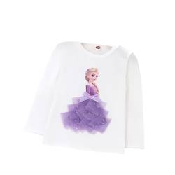 ELSA und Anna T-Shirt Glanz Langarmshirt Frozen 2 Eiskönigin 2 Prinzessin Eisprinzessin Mädchen Kinder (100cm, ELSA-whitepurple s) von Fancyland
