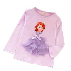 ELSA und Anna T-Shirt Glanz Langarmshirt Frozen 2 Eiskönigin 2 Prinzessin Eisprinzessin Mädchen Kinder (100cm, Princess-Purple) von Fancyland