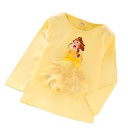 ELSA und Anna T-Shirt Glanz Langarmshirt Frozen 2 Eiskönigin 2 Prinzessin Eisprinzessin Mädchen Kinder (100cm, Princess-Yellow) von Fancyland