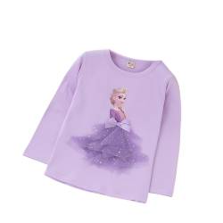 ELSA und Anna T-Shirt Glanz Langarmshirt Frozen 2 Eiskönigin 2 Prinzessin Eisprinzessin Mädchen Kinder (110cm, ELSA-Purple) von Fancyland