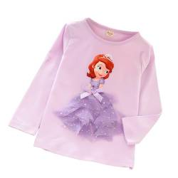 ELSA und Anna T-Shirt Glanz Langarmshirt Frozen 2 Eiskönigin 2 Prinzessin Eisprinzessin Mädchen Kinder (120cm, Princess-Purple) von Fancyland