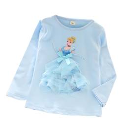 ELSA und Anna T-Shirt Glanz Langarmshirt Frozen 2 Eiskönigin 2 Prinzessin Eisprinzessin Mädchen Kinder (120cm, Princess-blueblue) von Fancyland