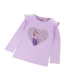 ELSA und Anna T-Shirt Herz Glanz Langarmshirt Frozen 2 Eiskönigin 2 Prinzessin Shirt Eisprinzessin Mädchen Kinder (100cm, Lila) von Fancyland
