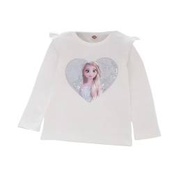 ELSA und Anna T-Shirt Herz Glanz Langarmshirt Frozen 2 Eiskönigin 2 Prinzessin Shirt Eisprinzessin Mädchen Kinder (120cm, Weiß) von Fancyland